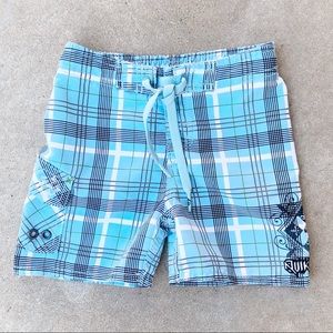 Quiksilver Infant Plaid Boardshorts Blue Size 12M